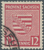 19959 Sowjetische Zone - Provinz Sachsen: 1945, Provinzwappen 12 Pf. In Extrem Seltener B-Farbe Lilakarmin - Other & Unclassified