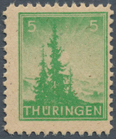 19969 Sowjetische Zone - Thüringen: 1945, Freimarke 5 Pfg. Dunkelsmaragdgrün, Sehr Seltenes Papier Z2 Mit - Other & Unclassified