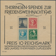 19989 Sowjetische Zone - Thüringen: 1945, Weihnachtsblock In Type I Auf Gelblichgrauem Papier Mit Feiner N - Autres & Non Classés