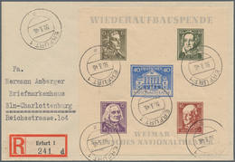 20011 Sowjetische Zone - Thüringen: 1946. Theaterblock In Type V Mit 6 Pf Dunkelbraunoliv Auf R-Brief Von - Other & Unclassified
