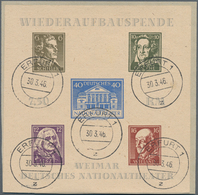 20016 Sowjetische Zone - Thüringen: 1946, Theater-Block, Die 6 Pfg. In Der Seltenen Farbnuance Dunkelbraun - Autres & Non Classés