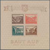 20052 Sowjetische Zone - Thüringen: 1945, Brückenblau-Block, Type I Mit 12 Pfg. Dunkelorangerot, Sauber Po - Other & Unclassified