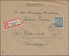 20084 Sowjetische Zone - West-Sachsen: 1945, 4 Pf Schwarzgraublau, 21 Stück (vs. Einzelmarke, Rs. 20er-Blo - Other & Unclassified