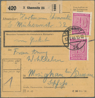 20085 Sowjetische Zone - West-Sachsen: 1945, 2 X 40 Pf Rotlila, Portogerechte MeF Auf Paketkarte Von Chemn - Andere & Zonder Classificatie