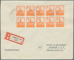 20095 Sowjetische Zone - West-Sachsen: 1946, 8 Pf Lebhaftorange, 10er-Block Vom Rechten Bogenrand Als Mass - Sonstige & Ohne Zuordnung