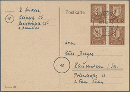 20096 Sowjetische Zone - West-Sachsen: 1946, 3 Pf Dkl'gelbbraun, Senkr. Paar Als Portogerechte MeF Auf Dru - Andere & Zonder Classificatie