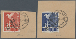 20133 Sowjetische Zone - Bezirkshandstempel - X - Bez. 41 (Chemnitz): 1948, 3 Mark Und 5 Mark Friedenstaub - Other & Unclassified