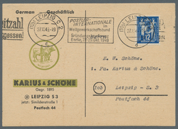 20181 DDR: 1949, "12 Pfg. Postgewerkschaft" Auf Firmen-Ortskarte Vom Ersttag LEIPZIG C 2 D, 27.10.49, Gepr - Sonstige & Ohne Zuordnung