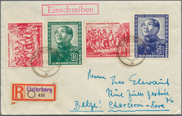 20198 DDR: 1951. R-Brief Mit Kpl. Chinesen + Extra 1x 24 Pf Von "Elsterberg" Portorichtig Nach Belgien. - Sonstige & Ohne Zuordnung