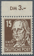 20206 DDR: 1953, 15 Pfg. Persönlichkeiten "Georg Hegel", Dunkelbraun, Auf Gewöhnlichem Papier, Postfrische - Sonstige & Ohne Zuordnung