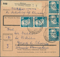 20208 DDR: 1952, 16 Pf Blaugrün Köpfe, 5 Stück Als Portogerechte MeF Auf Paketkarte Von Kleinau über Oster - Andere & Zonder Classificatie