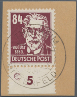 20229 DDR: 1953, 84 Pf Bräunlichkarmin Köpfe, Marke Vom Unteren Bogenrand Auf Briefstück, Entwertet THALHE - Other & Unclassified