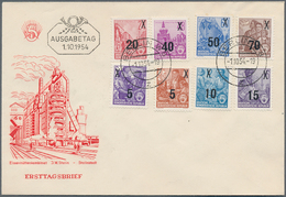 20252 DDR: 1954. Fünf-Jahr-Plan Aufdrucke Kpl. Auf FDC Mit Ersttagsstempel "Berlin W8 Z 1.10.54". (Michel - Other & Unclassified