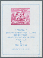 20255 DDR: 1954, Block Tag Der Briefmarke In Type I, Mit Sehr Seltenem Scheinbar Senkrecht Gerippten Papie - Other & Unclassified