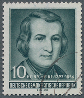 20258 DDR: 1956, 10 Pf Todestag Heinrich Heine Mit Wz. 2 Y, Type I , Entwertet Mit Nicht Prüfbarem Stempel - Other & Unclassified