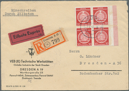 20369 DDR - Dienstmarken A (Verwaltungspost B): 1954, 30 Pf Bräunlichrot, 4er-Block Von Re. Bogenrand Als - Autres & Non Classés