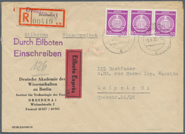 20372 DDR - Dienstmarken A (Verwaltungspost B): 1954, 50 Pf Violettpurpur, Je 3 Stück Als Portogerechte Me - Autres & Non Classés