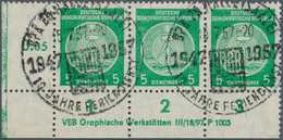 20382 DDR - Dienstmarken A (Verwaltungspost B): 1956, 5 Pf Smaragdgrün, Waager. 3er-Streifen Von Der Li. U - Andere & Zonder Classificatie