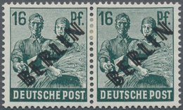 20510 Berlin: 1948, 16 Pfg. Schwarzaufdruck Mit Doppelaufdruck, Waagerechtes Paar, Sauber Ungebraucht, Sel - Autres & Non Classés