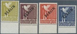 20516 Berlin: 1948, 1-5 Mark Schwarzaufdruck, Postfrischer Luxus-Unterandsatz, Je Mit Plattenfehler "recht - Sonstige & Ohne Zuordnung