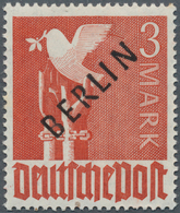 20518 Berlin: 1948, Freimarke 3 M Mit Schwarzem Aufdruck "BERLIN" Und Abart "Ast Am Taubenflügel" Marke Po - Sonstige & Ohne Zuordnung