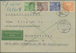 20546 Berlin: 1951, Postschnelldienstbrief Mit 10, 15, 25 Und 30 Pf Bauten I, Von "BERLIN-NW 21 19.8.51" ü - Autres & Non Classés