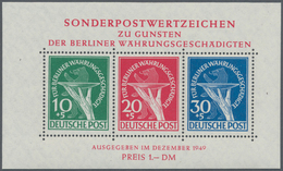 20555 Berlin: 1949, Währungsgeschädigten-Blockausgabe Postfrisch, Mi 950.- - Other & Unclassified