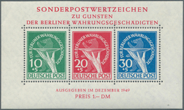 20562 Berlin: 1949, Währungsgeschädigten-Block (110 X 65 Mm) Mit Beiden Plattenfehlern Auf Den 10 Pf. Und - Other & Unclassified