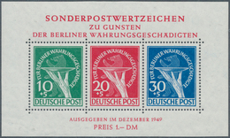 20563 Berlin: 1949, Blockausgabe "Währungsgeschädigte" Mit Den Plattenfehlern "zusätzlicher Senkrechter Sc - Other & Unclassified