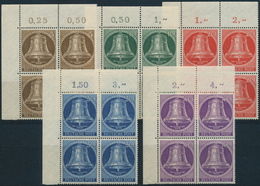 20568 Berlin: 1951/1953, Glocke Links Und Mitte Je Als Eckrand - 4-er Block Oben Links, Mi. 720,- Euro - Other & Unclassified