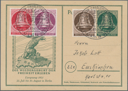 20569 Berlin: 1951, 5 Pfg., 20 Pfg. Und 40 Pfg. Als Zusatzfrankatur Auf FDC - 10 Pfg. Luxus-Ganzsachenkart - Other & Unclassified