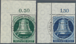 20570 Berlin: 1951, 10 Und 30 Pfg. Glocke Klöppel Links, Zwei Eckrandstücke Oben Links Mit Zentrischer Ent - Other & Unclassified