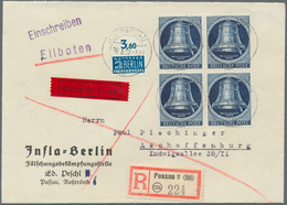 20573 Berlin: 1952, 30 Pfg. Glocke Im Vierer-Block Auf Perfektem Luxus-Eilboten-Einschreibebrief, Seltene - Other & Unclassified