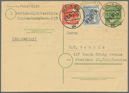 20602 Berlin - Ganzsachen: 1949, Postkarte 10 Pf Grün Sämann, Karton Rahmfarben, 1. Zeile Anschrifthinweis - Sonstige & Ohne Zuordnung