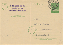 20603 Berlin - Ganzsachen: 1949: Schwarzaufdruck 10 Pfg In Sehr Sauberer Bedarfsverwendung, Seltenes Stück - Autres & Non Classés