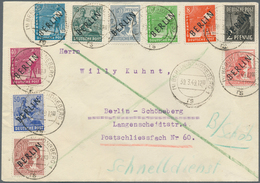 20613 Berlin - Postschnelldienst: 1949, Schnelldienstbrief Mit 10 Werten Schwarzaufdruck, Zusammen DM 2,48 - Covers & Documents
