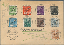 20614 Berlin - Postschnelldienst: 1949, Schnelldienstbrief  Mit 9 Werten SA  2 Pfennig Bis 24 Pfennig, Zus - Briefe U. Dokumente