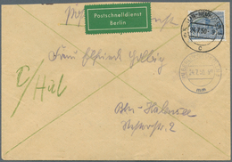 20627 Berlin - Postschnelldienst: 1950: Schnelldienstbrief 80 Pfennig Bauten I Ab Zweigpostamt Neukölln 3 - Lettres & Documents