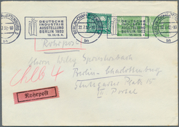 20631 Berlin - Postschnelldienst: 1952/1954, Rohrpostbrief Im Tarif I 25 Pfennig Mit 3 X 10 Pfennig Bauten - Covers & Documents