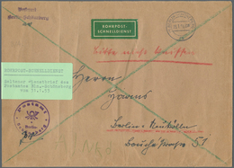 20634 Berlin - Postschnelldienst: 1953 Umschlag Ca. B5 Als Postsache, Gebührenfrei, Absender Postamt Berli - Lettres & Documents