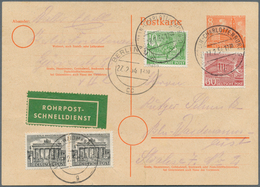 20635 Berlin - Postschnelldienst: 1954, Ganzsache 8 Pfennig P 12I Mit Zusatzfrankatur 2 X 1, 10 Und 60 Pfe - Lettres & Documents