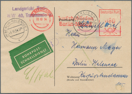 20637 Berlin - Postschnelldienst: 1954, Schnelldienstkarte Mit AFS =080= Justizbehörden Berlin Ab NW 40 6. - Brieven En Documenten