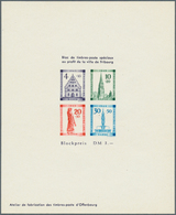 20660 Französische Zone - Baden: 1949, "Freiburg-Wiederaufbau"-Block Als Ungezähnter Ministerblock In Einw - Autres & Non Classés