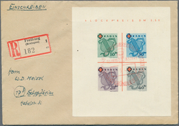 20664 Französische Zone - Baden: 1949, Rotes Kreuz-Block In Type I Auf Echt Gelaufenem Einschreibe-Brief M - Autres & Non Classés