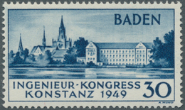 20665 Französische Zone - Baden: 1949, 30 Pf. Ingenieurs-Kongress Zweite Auflage: Dünne Zickzackförmige Um - Other & Unclassified