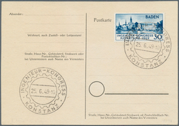 20666 Französische Zone - Baden: 1949, Postkarte Mit Perfekt Zentriertem Luxusstück 30 Pfg. Mit SST "INGEN - Sonstige & Ohne Zuordnung