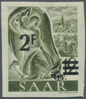 20693 Saarland (1947/56): 1947, 2 Fr Auf 12 Pf Urdruck Ungezähnt Postfrisch, Geprüft. - Ongebruikt