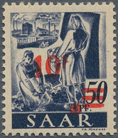 20699 Saarland (1947/56): "10 Fr. Auf 50 Pfg. Urdruck" Als Ungebrauchter Wert Mit Sehr Guter Zentrierung, - Ongebruikt