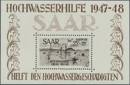 20712 Saarland (1947/56): 1948, Hochwasser-Blockpaar,unsigniert Ohne Büge, Spitze Ecken, Tadellos Postfris - Neufs