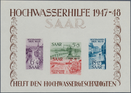 20714 Saarland (1947/56): 1948, Block "Hochwasserhilfe", Luxusblock Ohne Büge. Mi.Nr.:: 255 Nach Unten In - Unused Stamps